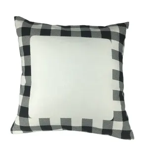 Monogram Kosong Buffalo Plaid Memeriksa Bantal Case Sublimasi Natal Melempar Bantal