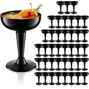 Copas de Vino de Plástico Negras, Bonitas y Elegantes, Diseño Simple, Portátiles, Copas de Champán de Plástico para Fiestas y Bodas, Desechables - Product Image 3