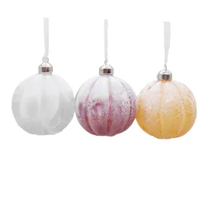 Laca de gelo branca artesanal, 8cm, verniz de vidro, bolas de natal, ornamentos