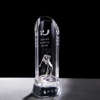 Trophée Sportif en Cristal Or Argent Bronze pour Golfeur, Plaque de Récompense en Verre Transparent Anti-UV Écologique, Cadeaux de Bienvenue pour le Golf Gravés