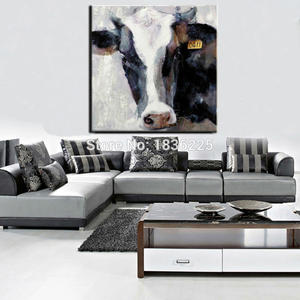 <span class=keywords><strong>Peinture</strong></span> à l'huile abstraite d'animaux peinte à la main en gros, <span class=keywords><strong>peinture</strong></span> à l'huile <span class=keywords><strong>de</strong></span> tête <span class=keywords><strong>de</strong></span> vache moderne sur toile pour décoration murale - Product Image 4