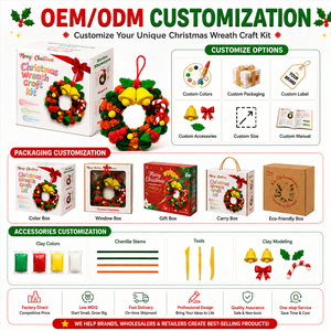Kit de fabrication de couronnes de Noël en gros, avec argile auto-durcissante et fil chenille, non toxique pour enfants, OEM - Product Image 3