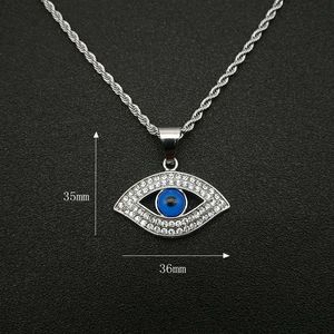 <b>Titanium</b> Steel Eye Pendant Necklace Gold And Silver Plated With Blue Evil Eye Crystal Charm For Men Women Gift Jewelry - Product Image 3
