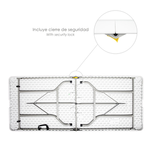 <b>Folding</b> Rectangular <b>Table</b> HDPE 180x74x74 cm. <b>White</b> Color - Product Image 3