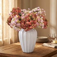 Bouquet de ranunculus 26 cm blanc rose, bouquet de mariée, bouquet de lotus, fleurs de lotus en soie pour la décoration de la maison