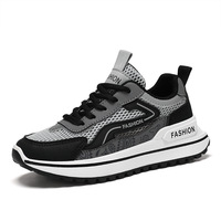 Baskets de sport décontractées polyvalentes pour hommes, à lacets, nouvelle collection printemps, tendance, semelle épaisse rehaussante, en maille respirante avec semelle extérieure en PVC