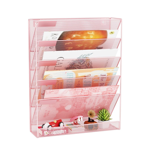 Organiseur de fichiers <span class=keywords><strong>mural</strong></span> à 5 niveaux, étagère de rangement de documents en fer forgé pour le bureau et la maison, <span class=keywords><strong>porte</strong></span>-fichiers robuste - Product Image 1