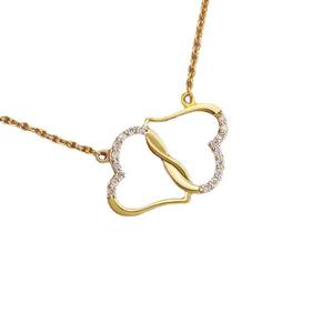 Wholesale Twine Hearts Shape Pendant Gold Plated Zircon Diamond Interlocking love Necklace Jewelry for Women - Product Image 2