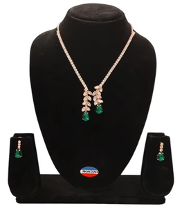 AD722 elegante clásico conjunto de joyas de acero inoxidable collar de diamantes pendientes para bodas fiestas eventos tradicionales para regalos - Product Image 2