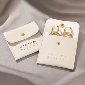 Pochette de rangement pour bijoux portable en PU avec logo personnalisé, couleur personnalisée, fermeture à bouton, forme carrée, style minimaliste, 8*8cm, modèle EQ2027 - Product Image 2