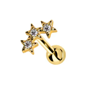 New Design 14K Gold Plated Sun Moon Satr Earrings Cartilage Tragus Daith Piercing Ear Screwback Stud Body Jewelry