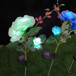 Hot Selling Simulation Rose Solar Garden Decorative Lights Green Environmentally Friendly And Romantic Atmosphere