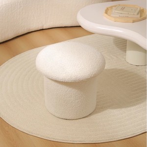 Mushroom Shaped <b>Storage</b> <b>Stool</b> Milky White Home Ottoman Seat <b>With</b> Lid For Living Room Bedroom - Product Image 4
