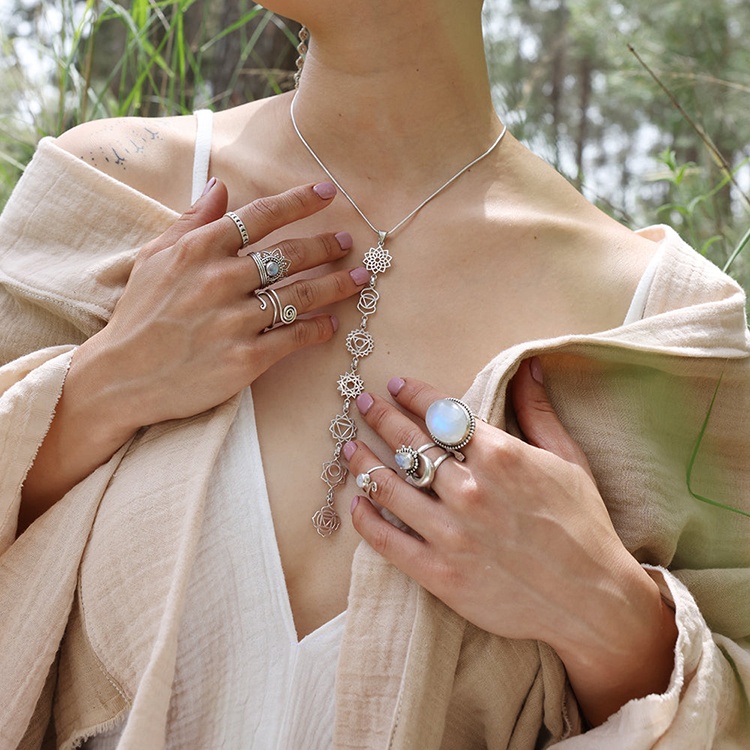 pendant necklace 925 sterling silver chakra