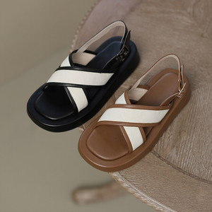 Sandales plates d'été pour femmes, style décontracté et tendance, pour étudiantes, avec bride de cheville, pour la plage et l'extérieur - Product Image 5