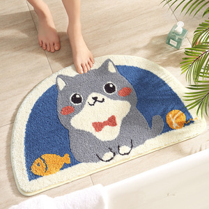 45x75CM Halbkreisförmige Badezimmermatte, Weicher Saugfähiger Rutschfester Waschbarer Bodenteppich für Bad, Dusche, Wanne, Haus, Innenbereich, Täglicher Gebrauch - Product Image 3