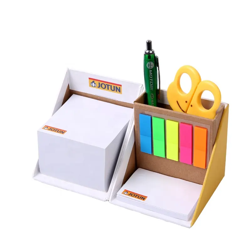 고품질 재활용 스티커 메모 세트 친환경 접이식 사각형 큐브 메모 크래프트 종이 상자 펜 홀더