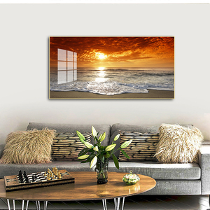 Impresiones Digitales de <span class=keywords><strong>Acuarela</strong></span> HD Personalizadas, Arte Moderno para Decoración de Paredes del Hogar, <span class=keywords><strong>Paisaje</strong></span> de <span class=keywords><strong>Atardecer</strong></span> en la Playa, Pintura en Porcelana de Cristal - Product Image 2