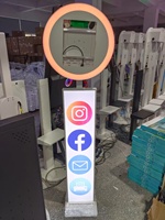 Miroir portable à main, photomaton, support d'imprimante pour iPad et smartphone noir, anneau lumineux réglable, étui de transport sécurisé pour appareil photo