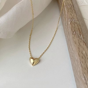 Collier en argent 925 plaqué or avec pendentif en forme de cœur et chaîne à maillons, bijoux de mode - Product Image 6