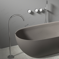 Robinet de bain-douche en laiton massif assorti aux baignoires sur pied, corps en laiton robinet de baignoire autoportant au sol