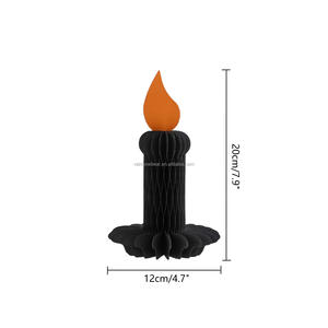 Ensemble <span class=keywords><strong>de</strong></span> décorations d'Halloween en papier nid d'abeille 3D, ornements en papier citrouille, <span class=keywords><strong>pierre</strong></span> <span class=keywords><strong>tombale</strong></span>, bougie, en vrac, écologiques, réutilisables, pour intérieur/extérieur - Product Image 6