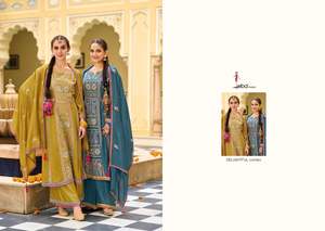 Seda Premium con bordado Trabajo Diseñador Palazzo Salwar Kameez Traje para exteriores y ocasiones festivas - Product Image 5