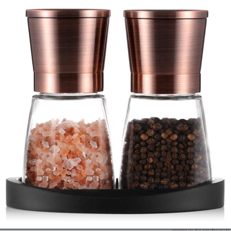 Stainless Steel Transparent Glass Seasoning Bottles Pepper Beans Salt Manual Grinder Mill Kitchen Utensil Condiment Bottle