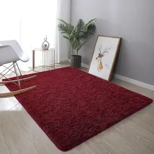 客厅定制红色卧室地毯区域地毯超柔软蓬松地毯