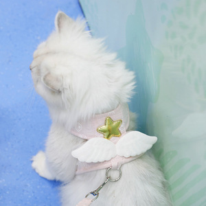 Coleira e Arnês Estilo Colete para Gatos e Gatinhos com Aplique de Asas de Anjo e Estrelas, Anti-Fuga, para Uso Externo, Suprimentos para Animais de Estimação - Product Image 4