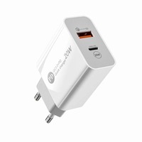 Adaptateur de charge rapide PD double port USB A + Type C 20W OEM avec prise américaine pour téléphone portable, chargeur de voyage 18W