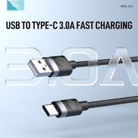 Câble de charge rapide USB 3A vers Type-C, câble de données, cordon tressé en alliage d'aluminium pour téléphone/banque d'alimentation