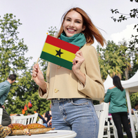 Drapeau Ghana à agiter à la main 14x21 cm, imprimé sur mesure, avec bâton, pour événements africains, vente en gros, direct usine