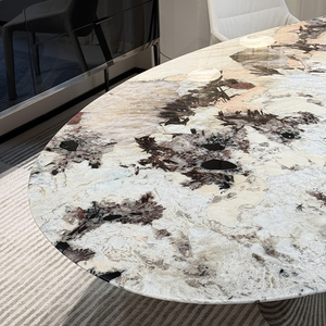 Mặt Trời Mọc sang trọng hình bầu dục bằng đá cẩm thạch bàn ăn thanh lịch hoa văn bằng đá cẩm thạch cao cấp bàn ăn cho nhà - Product Image 5