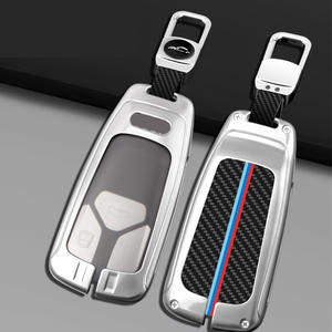 Coque de sac à clés de voiture en fibre de carbone avec porte-clés, adaptée aux clés <span class=keywords><strong>Audi</strong></span> A4 A6 A4L A6L - Product Image 4