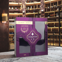 Boîtes rigides personnalisées de luxe, emballage de vin à double porte, laminage mat, fermeture magnétique, poignée, logo de marque personnalisé