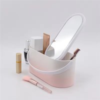 Vente en gros Miroir de maquillage LED portable Boîte à miroir LED pour les soins de la peau Boîtes de rangement cosmétique de voyage blanc rose Miroir LED