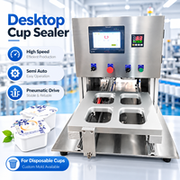 Scellant de tasse de bureau pneumatique à grande vitesse semi-automatique jetable en plastique boisson tasse scellage Machine emballage de cas pour produit chimique