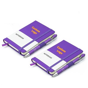 Cuaderno de piel sintética personalizable con bolígrafo, diario de tapa dura negro con logotipo en relieve personalizado de Fba - Product Image 4