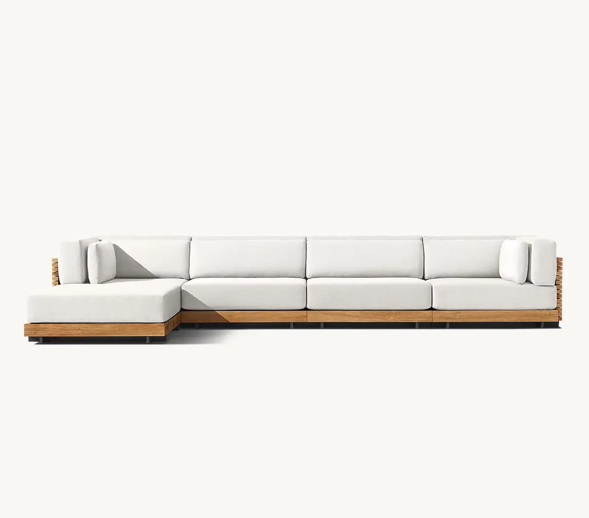 أريكة خارجية من LUXORA للفنادق والمنتجعات أريكة من خشب الساج مقطعية عصرية فاخرة أثاث خارجي أريكة