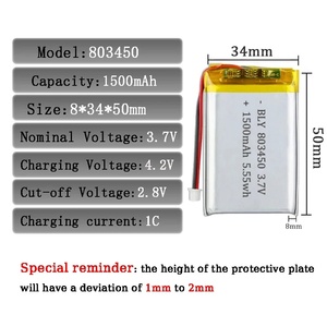 3,7 V 1500mAh 803450 <span class=keywords><strong>Polymer</strong></span>-Lithium batterie 100% reale Kapazität für Power Banks GPS-Spielzeug-Beutel Lithium-Ionen-Batterien - Product Image 2