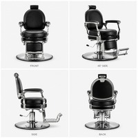 Fauteuil de barbier classique avec base surdimensionnée de 68 cm, pompe hydraulique 360° °   Chaise de coiffure pivotante robuste pour salon de coiffure et institut de beauté