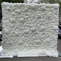 Décoration Murale 3D en Fleurs de Soie : Rose Blanche et Hortensia, Toile de Fond Florale pour Mariages et Fêtes, Décoration Intérieure, Comprend des Tiges
