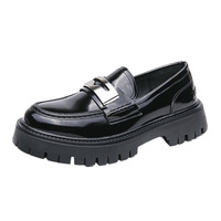 Nouvelles Chaussures en Cuir Brillant pour Hommes Automne 2026, Style Britannique, Semelle Épaisse Rehaussante, Mocassins Décontractés Tendance à Enfiler