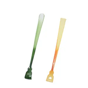 Imitation jade plastic shoehorn shoe helper with backscratcher