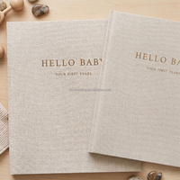 Baby First Year Keepsake Memory Record Shower Milestone Cloth Linen Baby New Born Baby Memory Journal Book Set con Keepsake Box