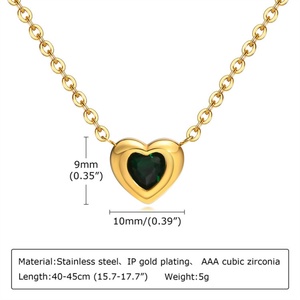 Collier avec pendentif en forme de cœur personnalisé en acier inoxydable, bijoux tendance, zircon CZ - Product Image 5