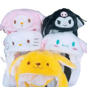 New Arrival Sanrio Fur Hat Cinnamoroll Melody Kuromi Accessories Moving Luminous Bunny Hat