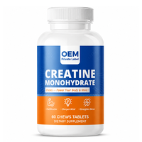 Comprimés de créatine monohydrate en marque blanche, supplément nutritionnel sportif pour adultes, soutien à la performance musculaire et à l'énergie, fabricant OEM
