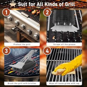 18inch Heavy Duty Grill <b>Brush</b> Scraper <b>Bottle</b> Opener Stainless Steel Bristles Plastic Durable Portable BBQ Cleaner for Charcoal - Product Image 5